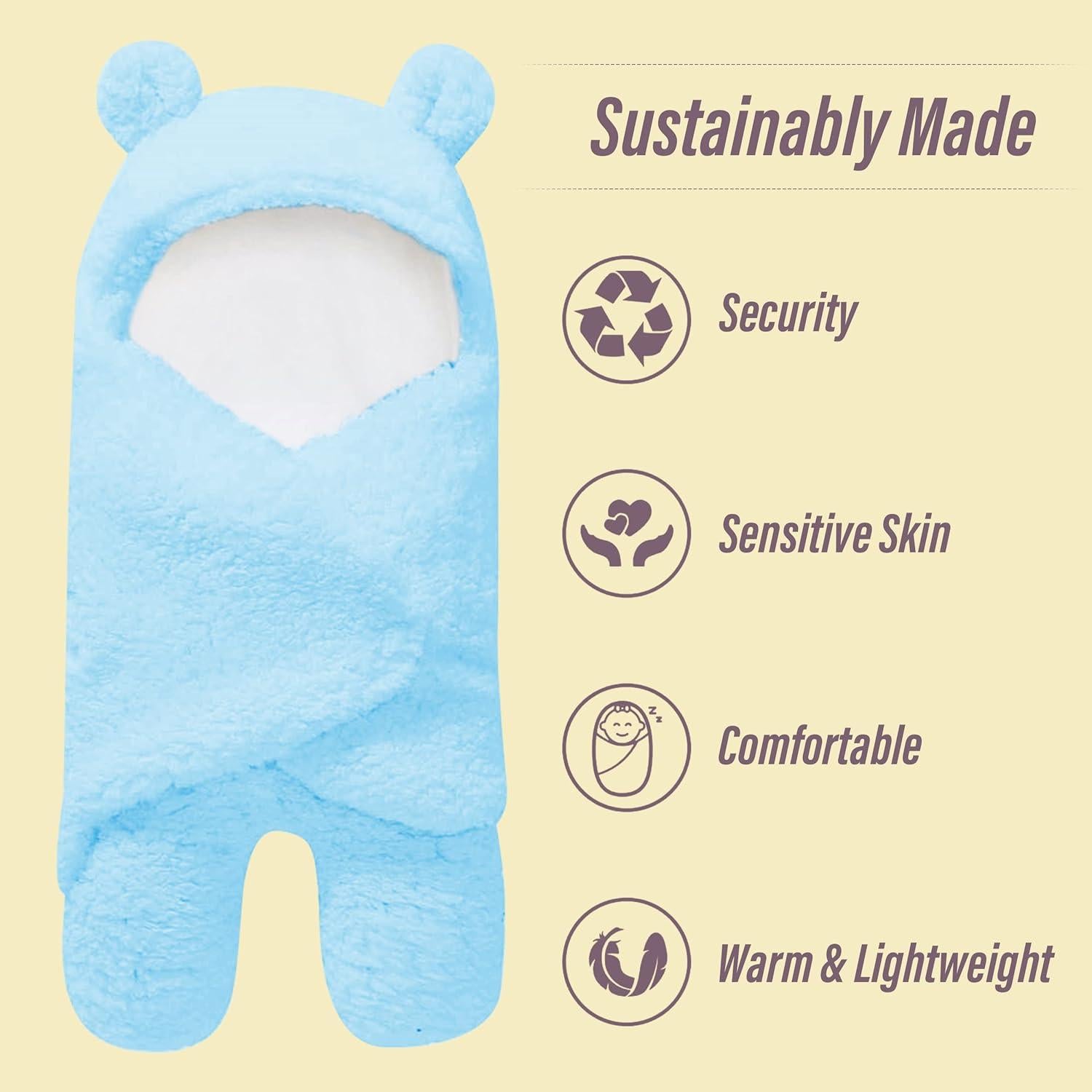 2 Envolturas de Bebé Sherpa Ease Cubs Aguamarina 0-6 Meses