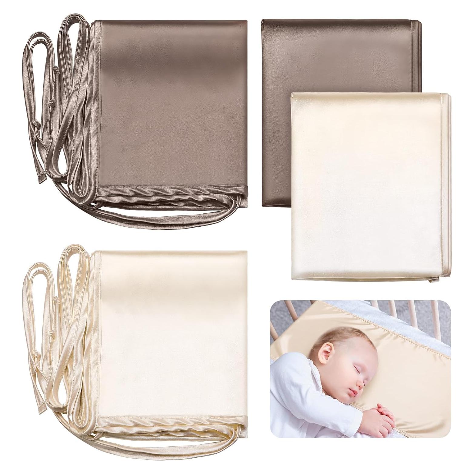 Sábanas de Cuna de Satén Hosuly 2 Pcs Suaves 74x30.5 cm