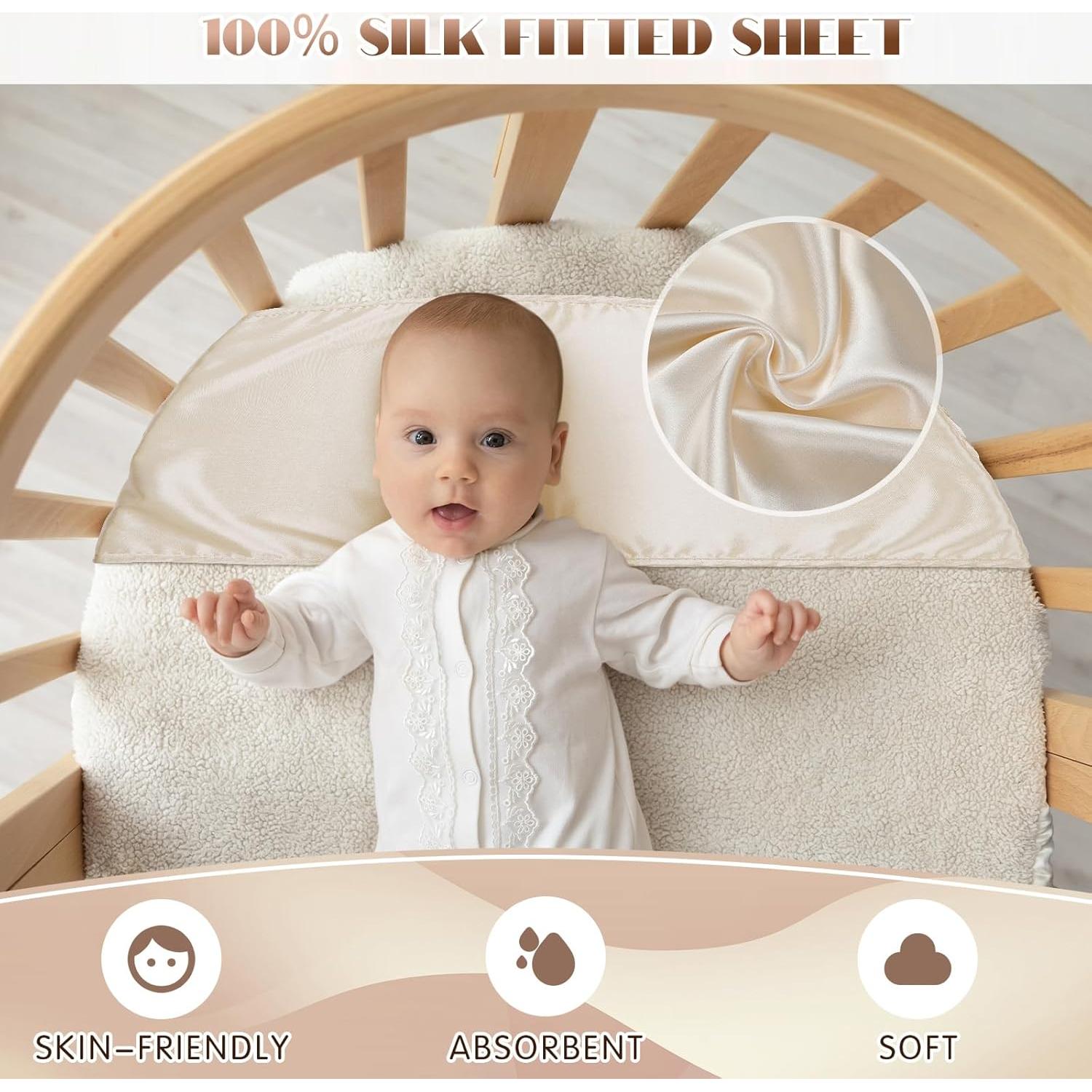 Sábanas de Cuna de Satén Hosuly 2 Pcs Suaves 74x30.5 cm