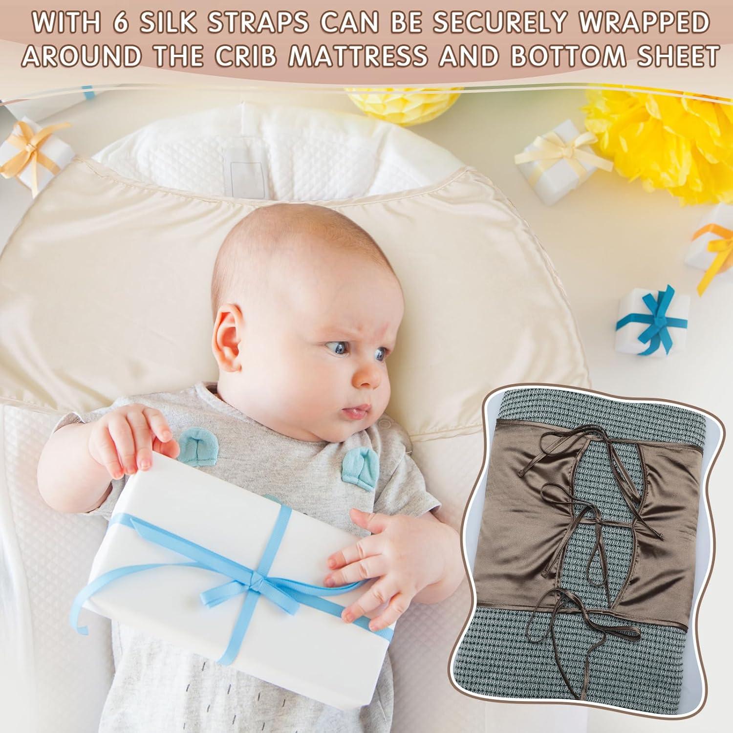 Sábanas de Cuna de Satén Hosuly 2 Pcs Suaves 74x30.5 cm