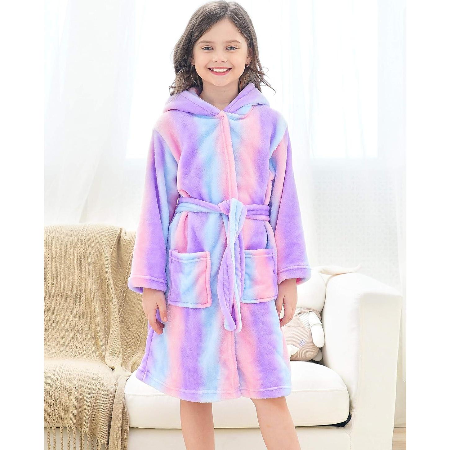 Bata de Baño con Capucha Unicornio para Niñas 4-5T