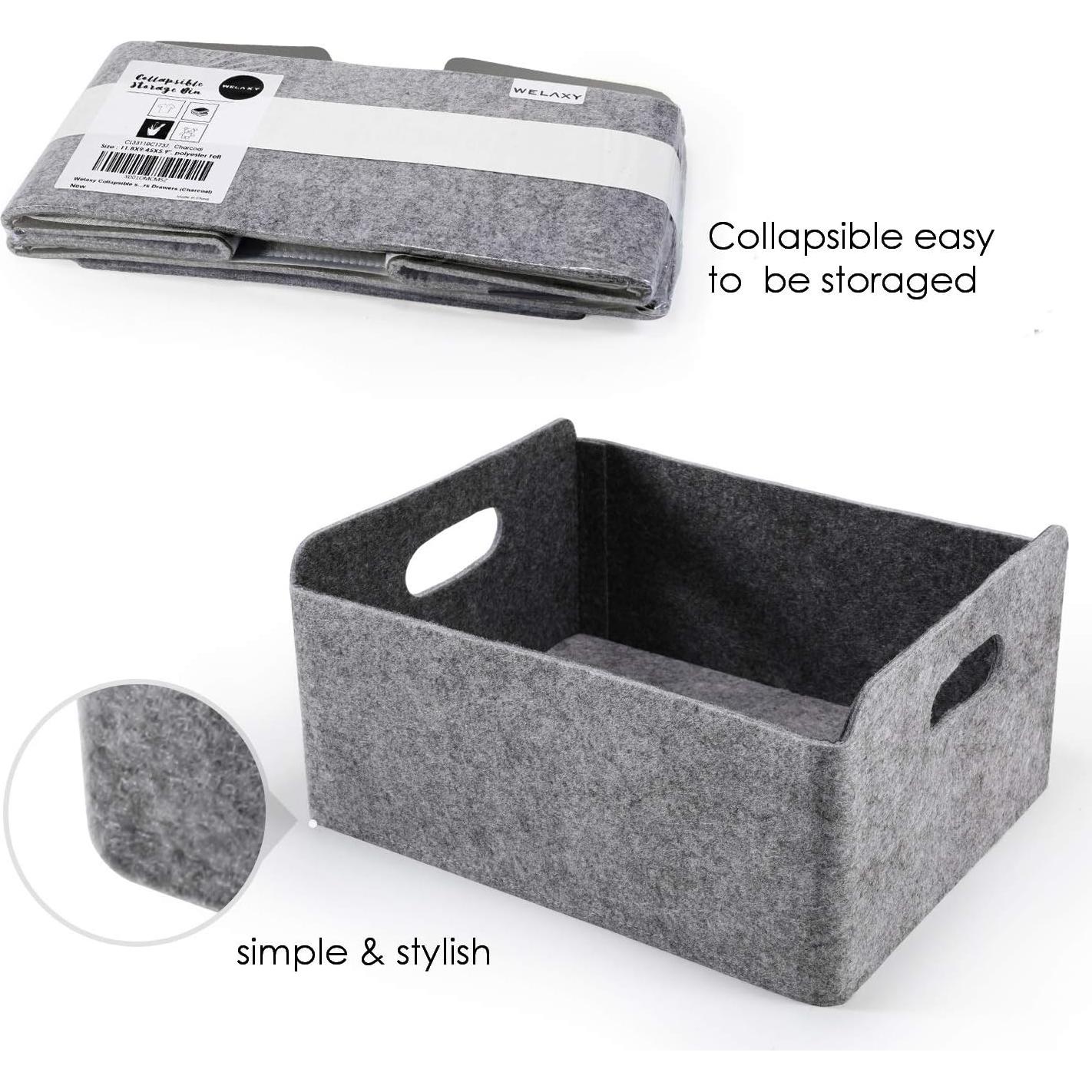 Cesta de Almacenamiento Plegable Welaxy Fieltro 30x24cm Carbón