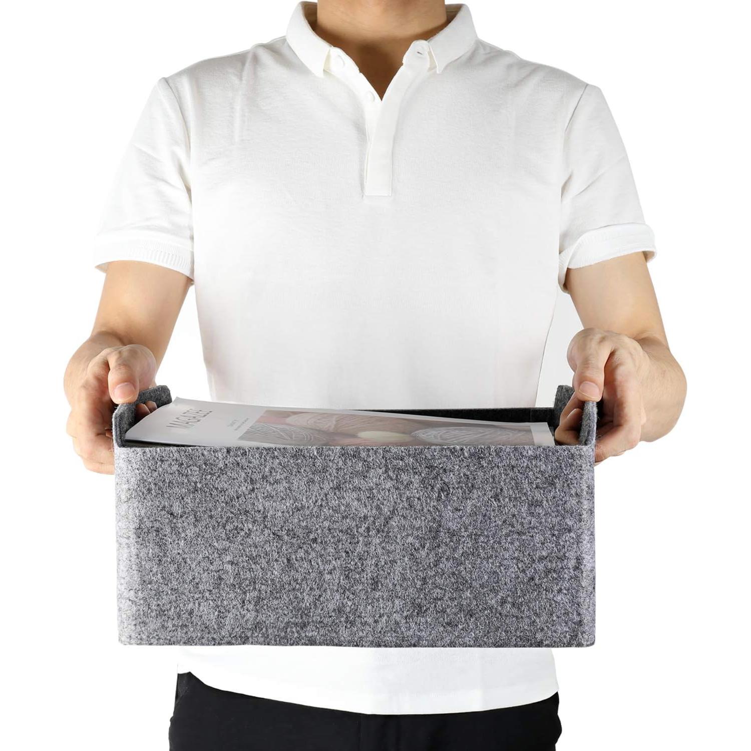 Cesta de Almacenamiento Plegable Welaxy Fieltro 30x24cm Carbón