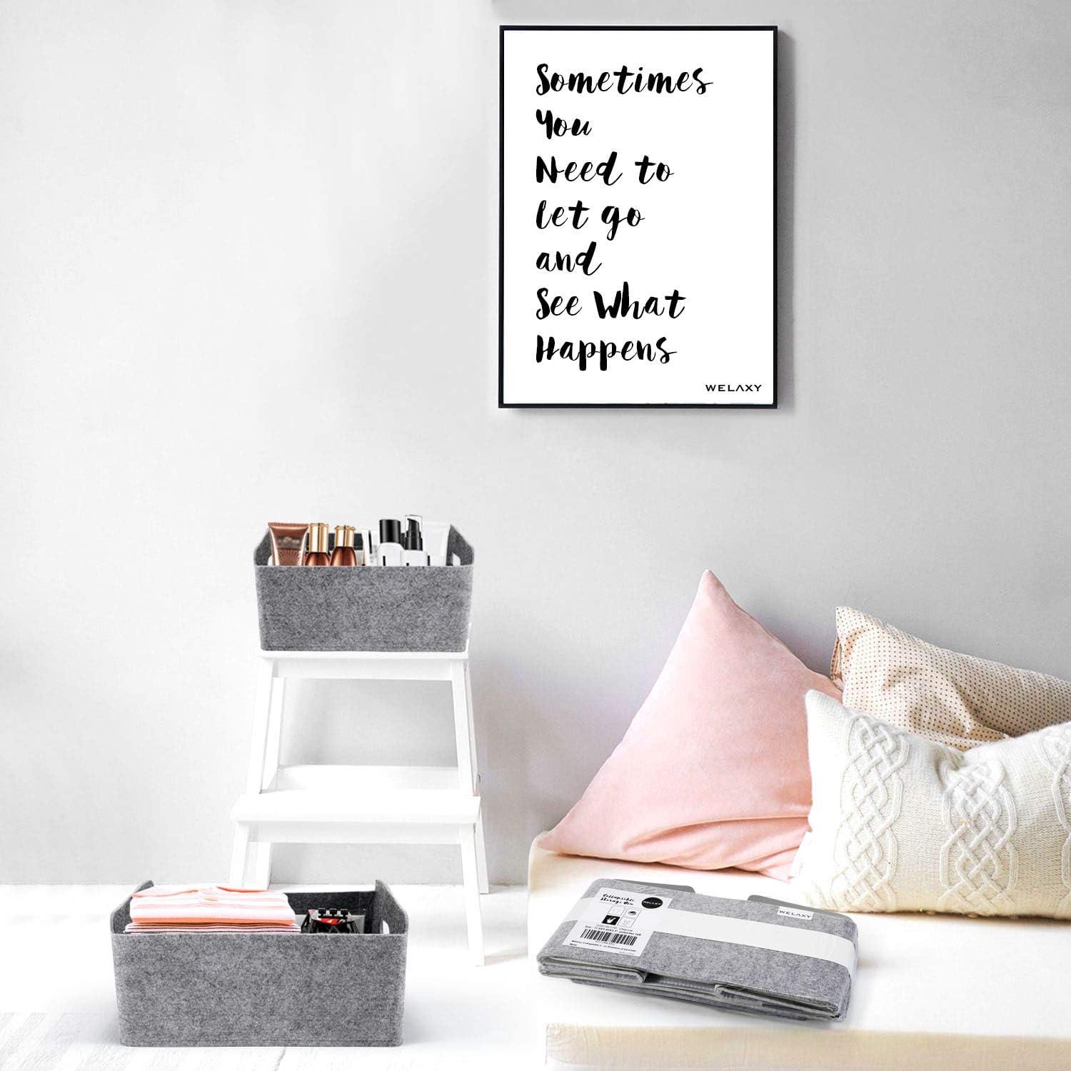 Cesta de Almacenamiento Plegable Welaxy Fieltro 30x24cm Carbón