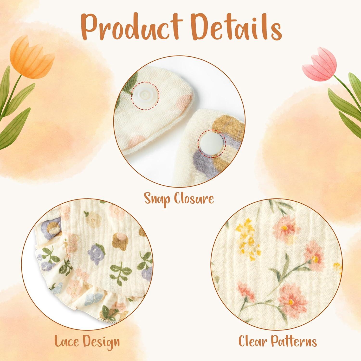 Baberos de Muselina Zainpe 5 Pcs Algodón Rosa Absorbentes