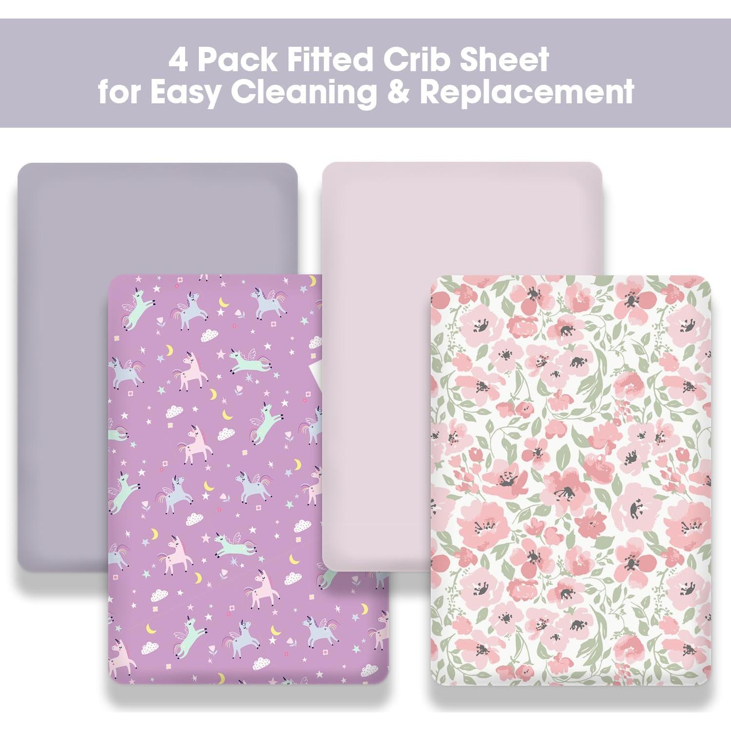 Sábanas ajustadas para cuna Little Grape Land 4 Pack Daliah Unicornio