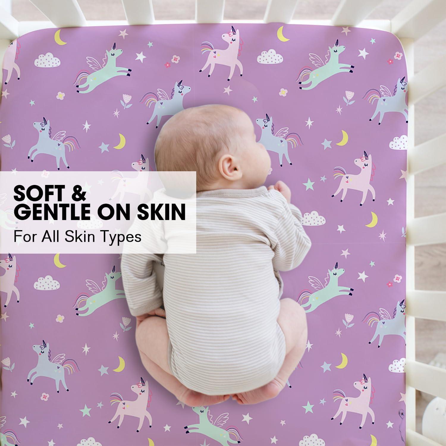 Sábanas ajustadas para cuna Little Grape Land 4 Pack Daliah Unicornio