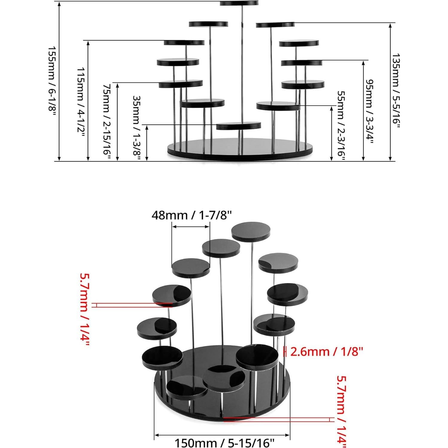 Soporte Expositor Redondo QWORK de Acrílico para Joyería 12 Niveles