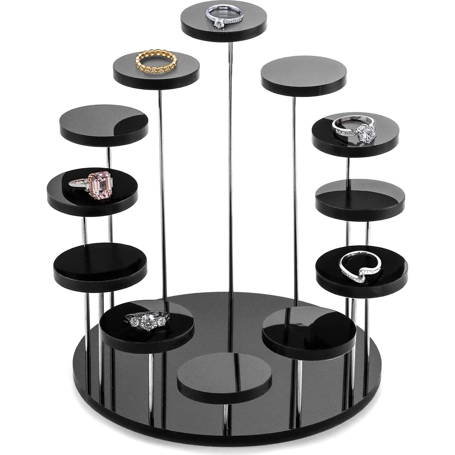 Soporte Expositor Redondo QWORK de Acrílico para Joyería 12 Niveles