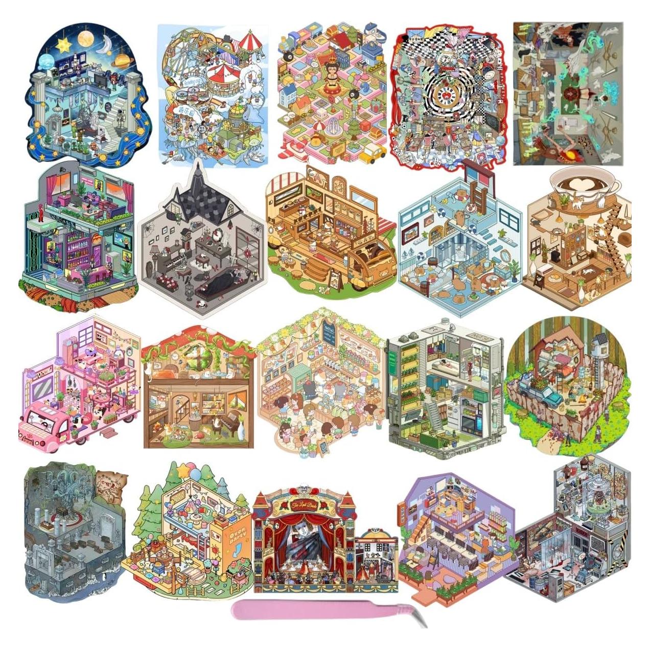 Set de Etiquetas 3D Luzhans para Terapia Creativa - 20 Temas