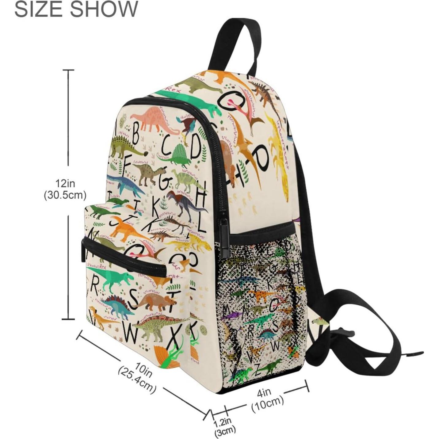 Mochila Escolar Dinosaurio Alfabético AUUXVA 30x25x10cm