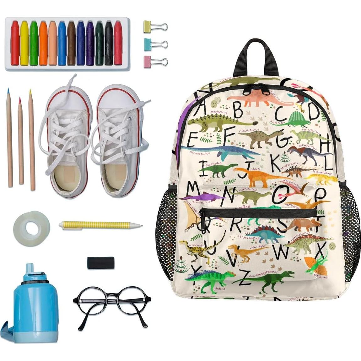 Mochila Escolar Dinosaurio Alfabético AUUXVA 30x25x10cm
