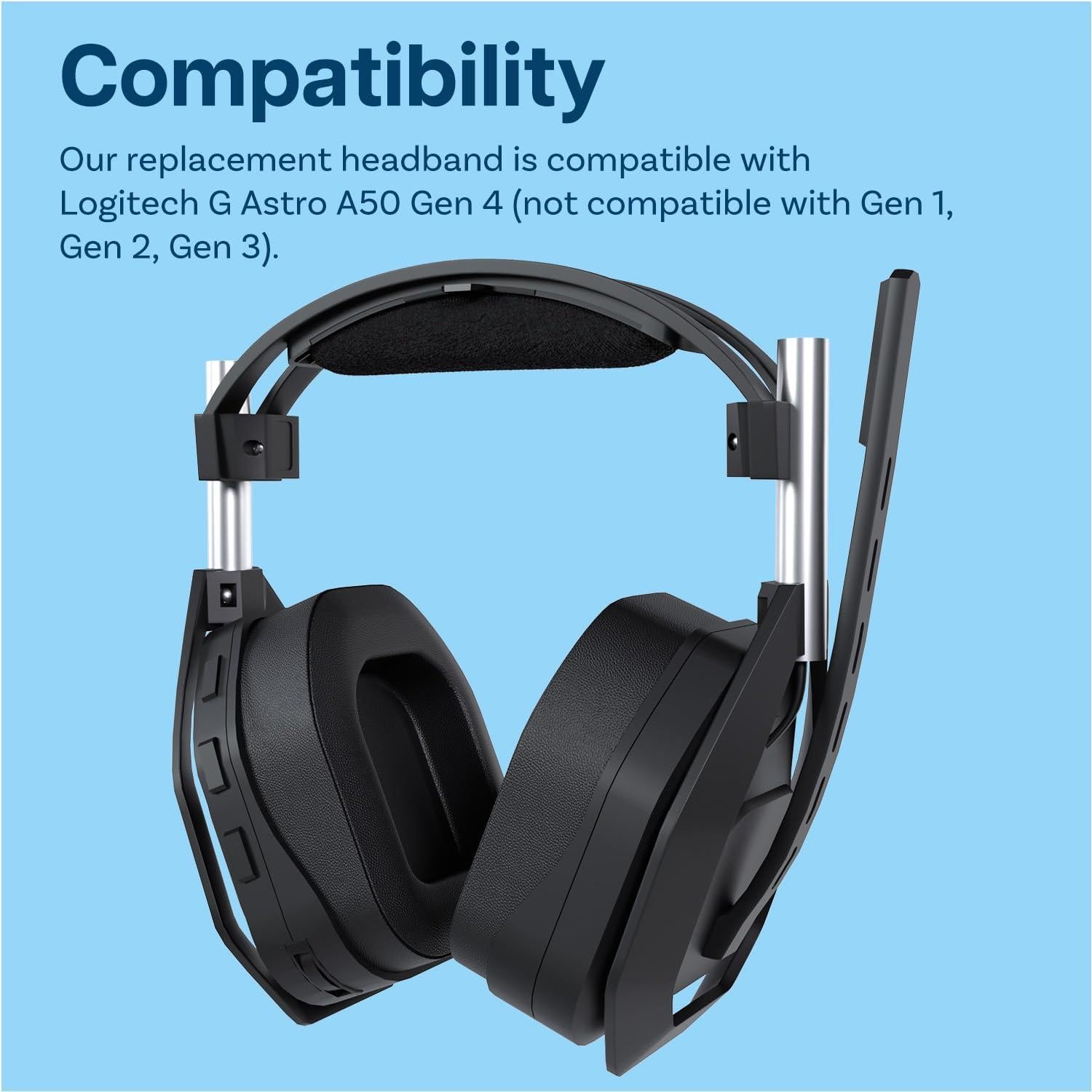 Headband Replacement for Logitech G Astro A50 Gen 4 Headset by MMOBIEL – Velour Headband Top Pad Cushion – Headphone Replacement Band – Headset Head Cushion Cover Repair Part - Black