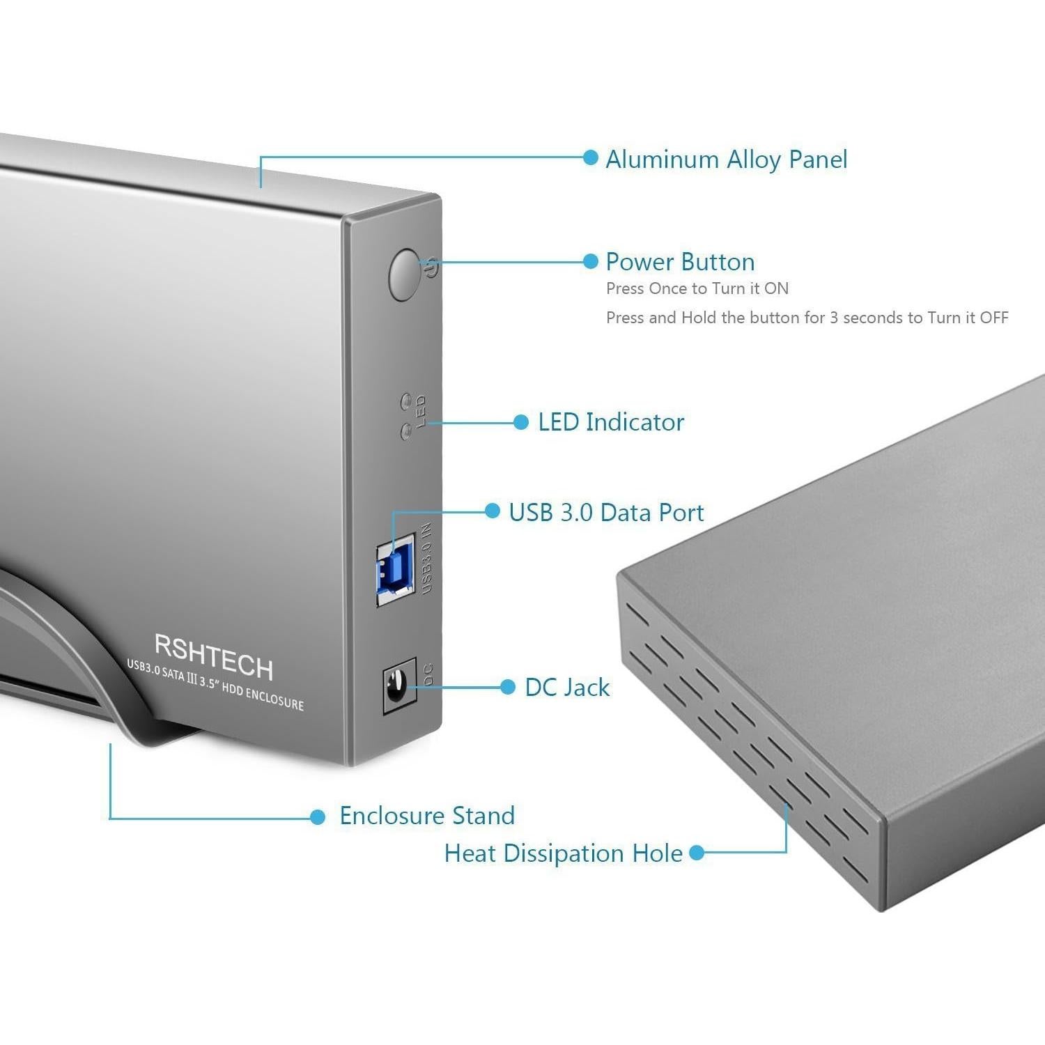 Caja Externa de Disco Duro RSHTECH RSH-339 USB 3.0 16TB