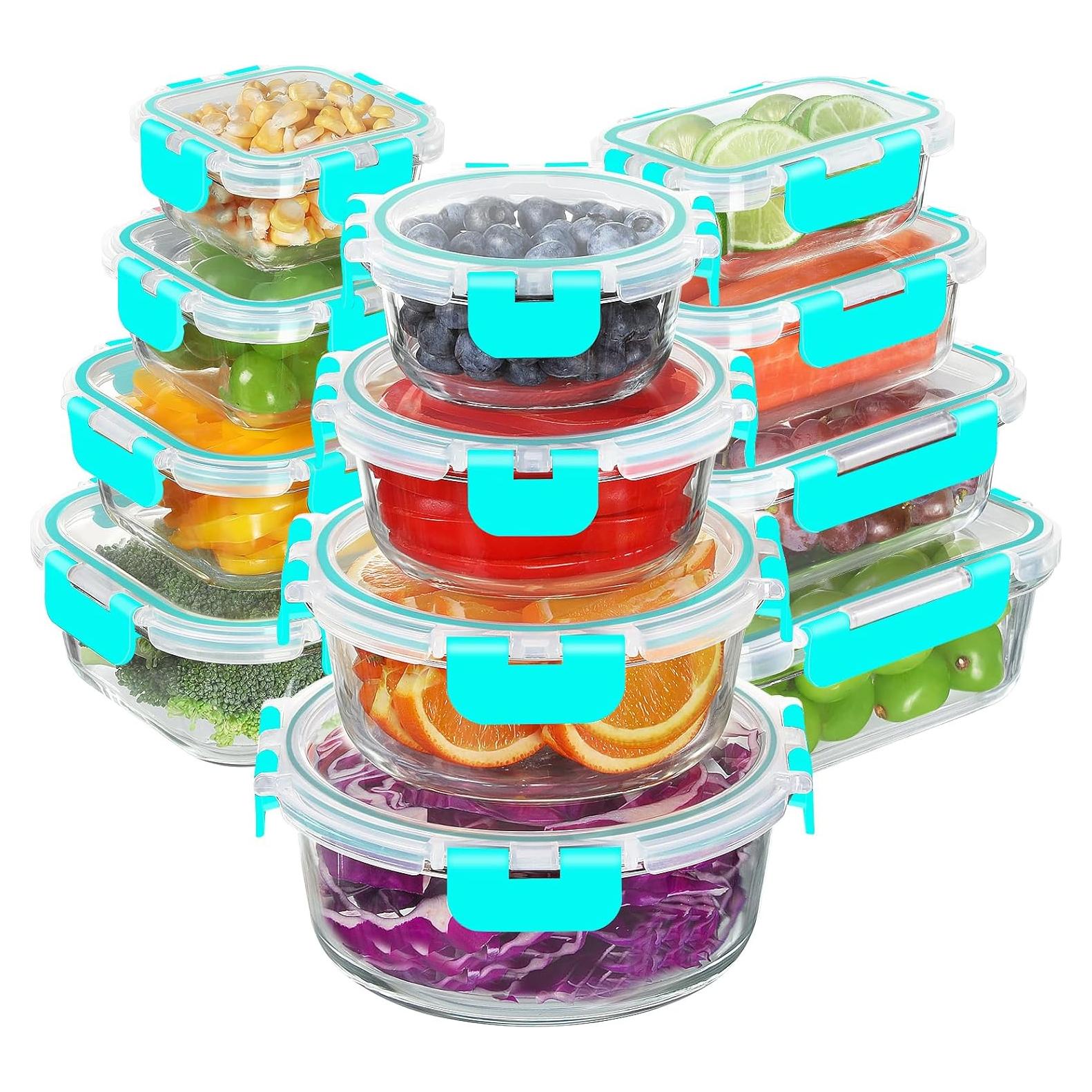 BAYZZ 24 Piezas Contenedores de Almacenamiento de Vidrio Verde