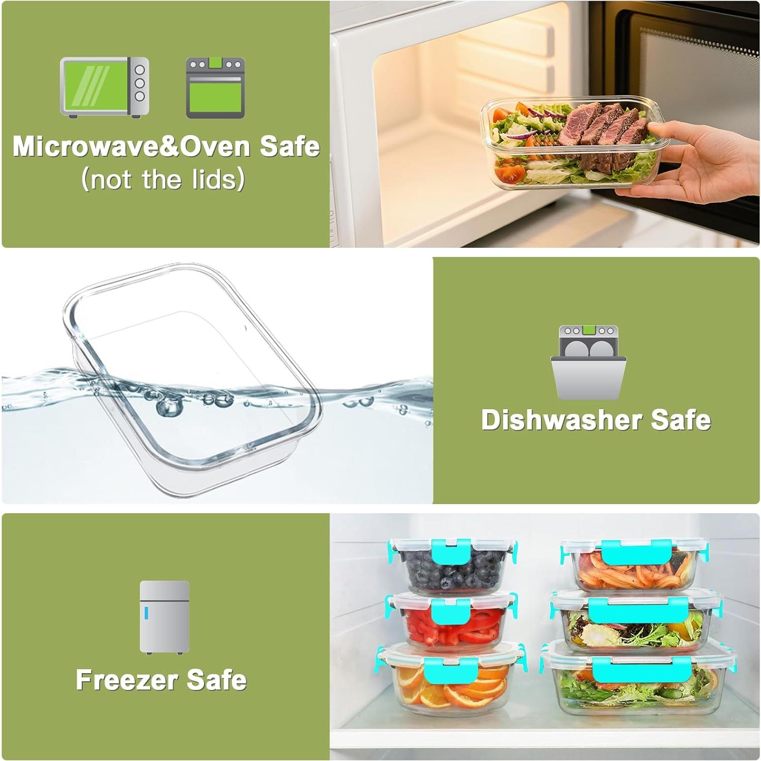 BAYZZ 24 Piezas Contenedores de Almacenamiento de Vidrio Verde