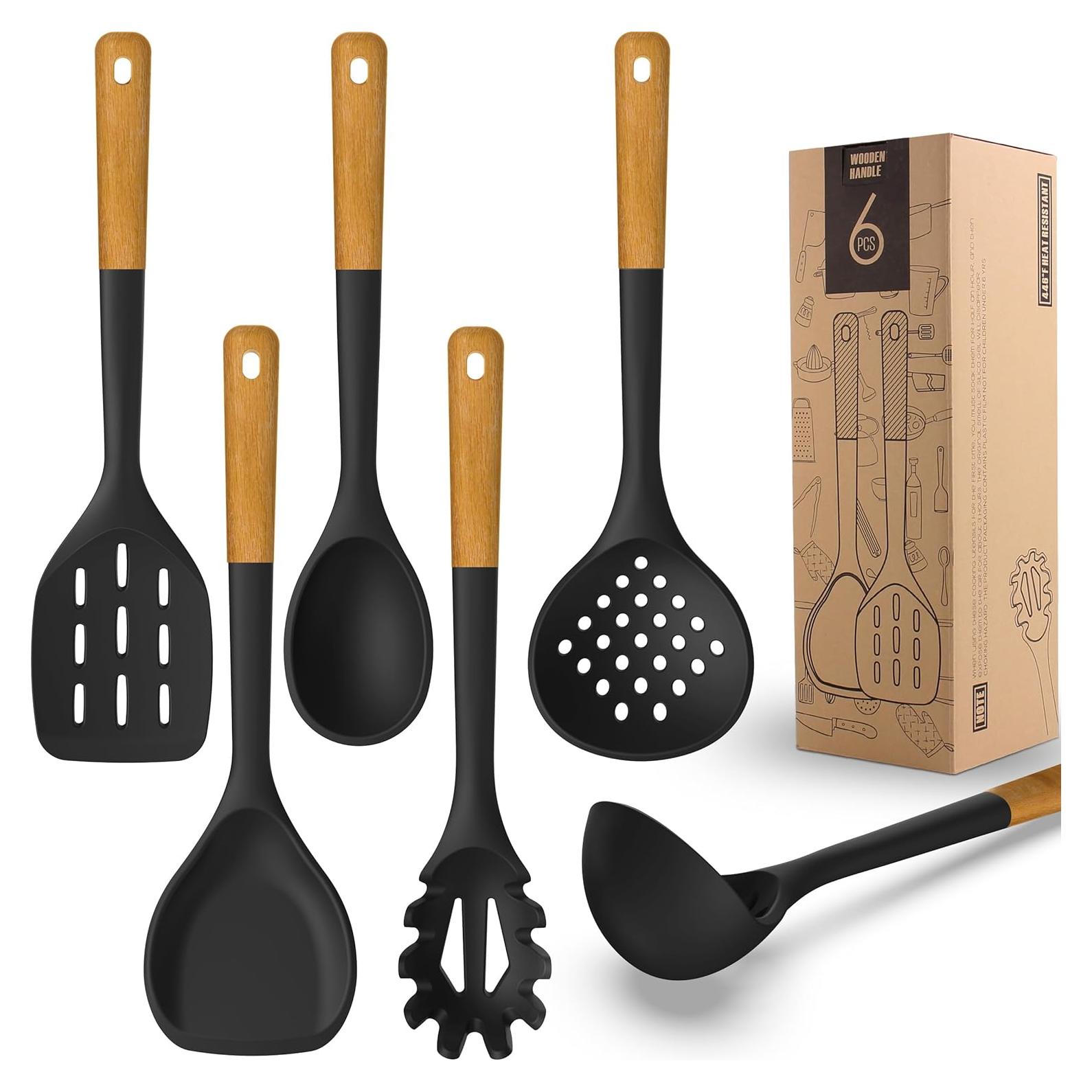 Juego de Utensilios de Cocina de Silicona AVGPD Grande Negro