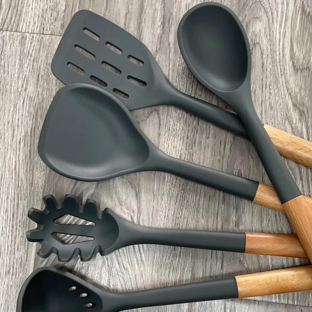 Juego de Utensilios de Cocina de Silicona AVGPD Grande Negro