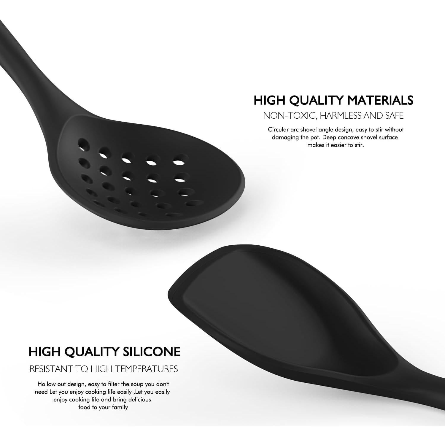 Juego de Utensilios de Cocina de Silicona AVGPD Grande Negro