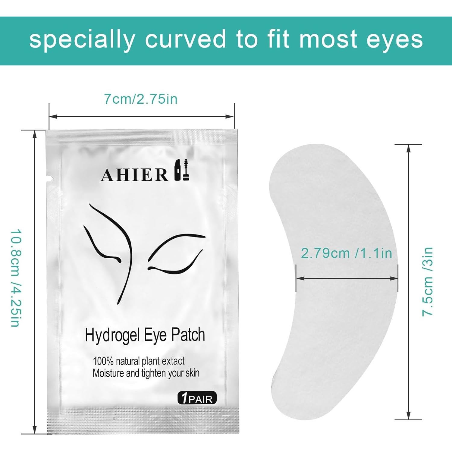 Almohadillas para Ojos AHIER 100 Pares Hidrogel Extensiones