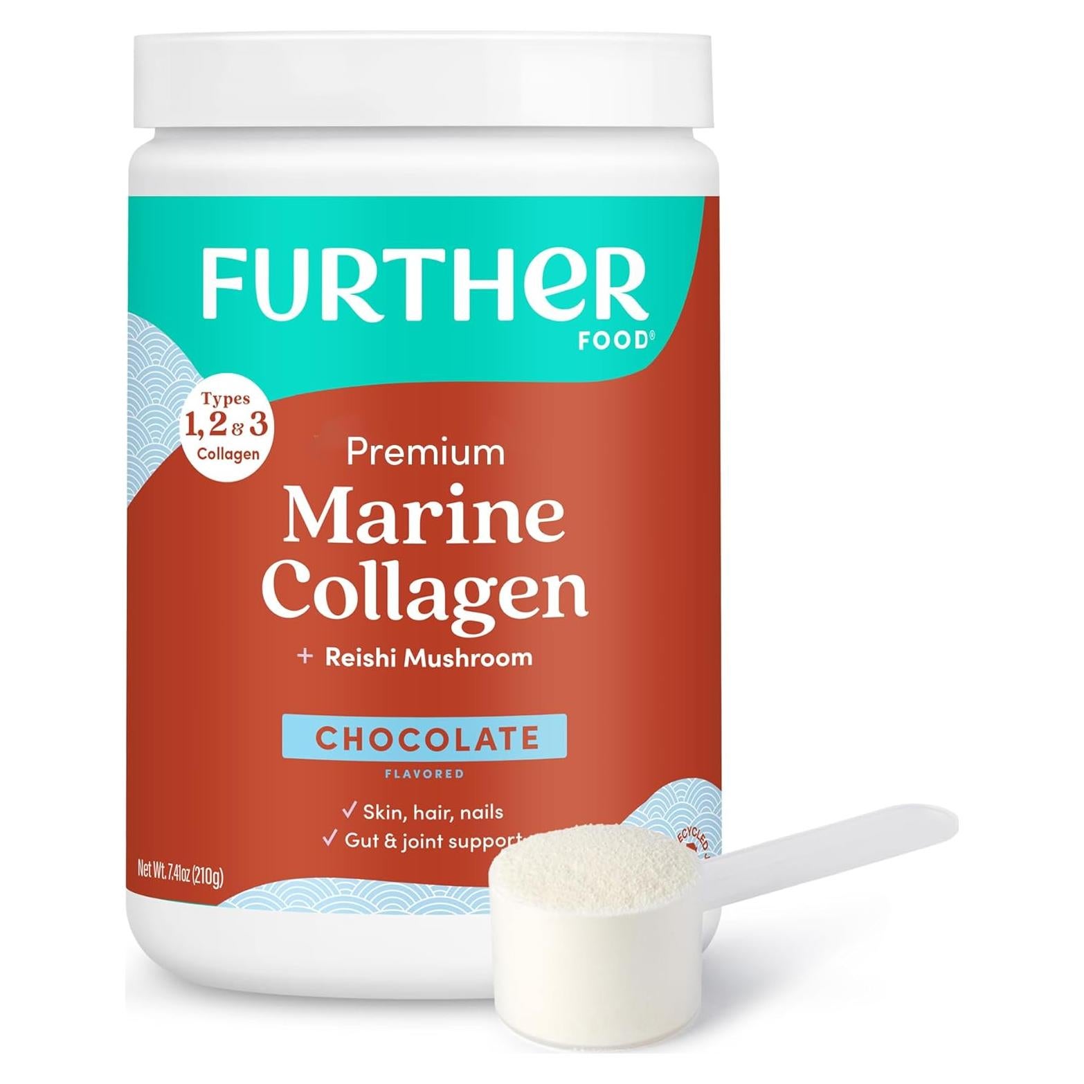 Polvo de Péptidos de Colágeno Marino Further Food 210g Chocolate