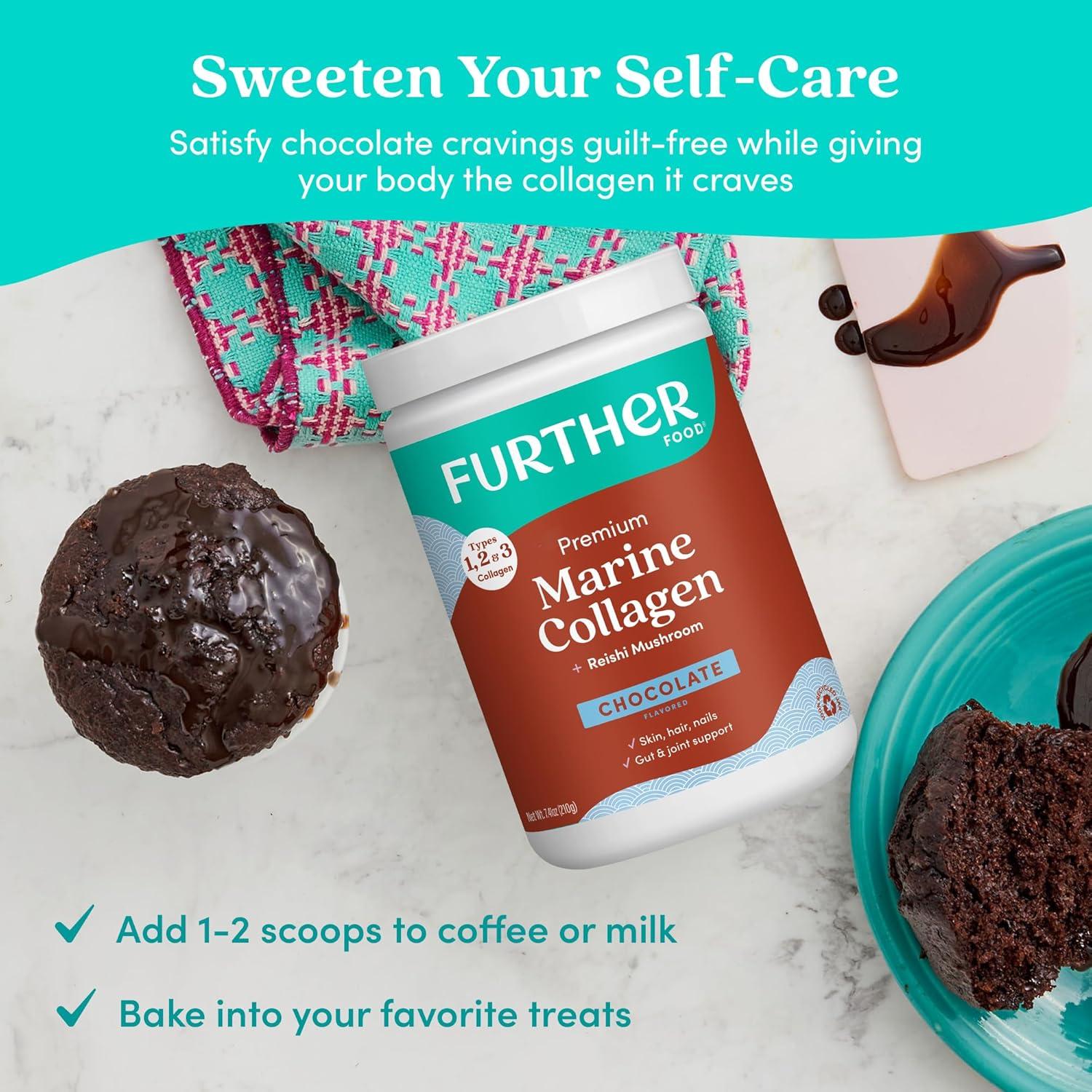 Polvo de Péptidos de Colágeno Marino Further Food 210g Chocolate