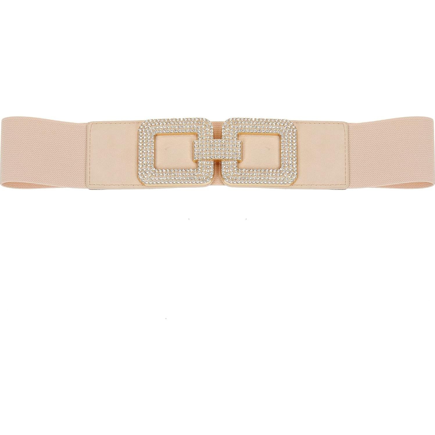 Cinturón Elástico Vintage para Mujeres Ajustable Beige 27-35"