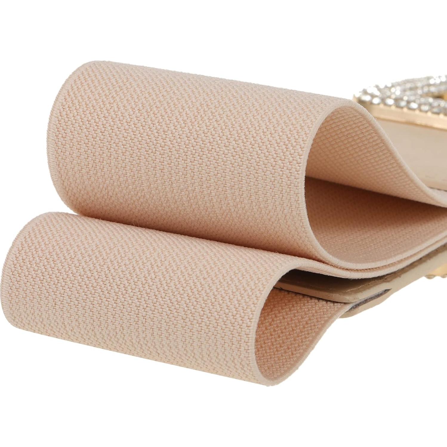 Cinturón Elástico Vintage para Mujeres Ajustable Beige 27-35"