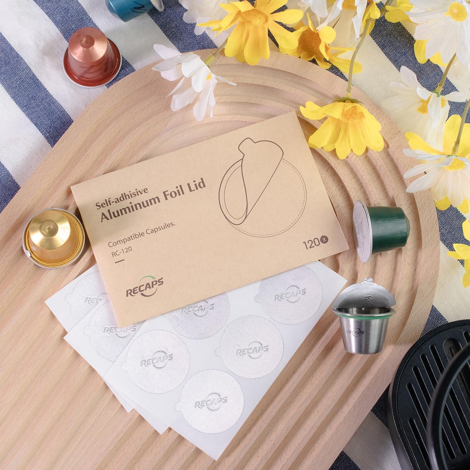 Tapas de Aluminio RECAPS para Nespresso Original 120 Pcs 37mm