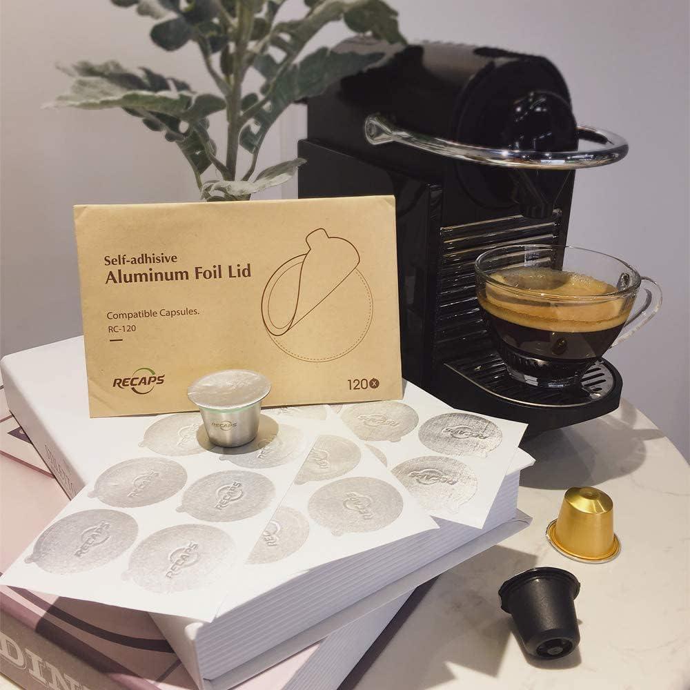 Tapas de Aluminio RECAPS para Nespresso Original 120 Pcs 37mm