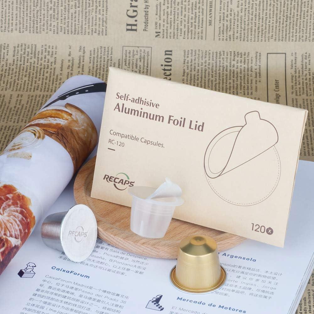 Tapas de Aluminio RECAPS para Nespresso Original 120 Pcs 37mm