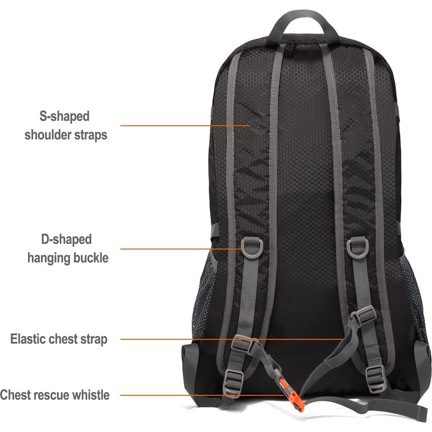 Mochila Plegable 40L Vimapo de Nylon Ripstop Negra
