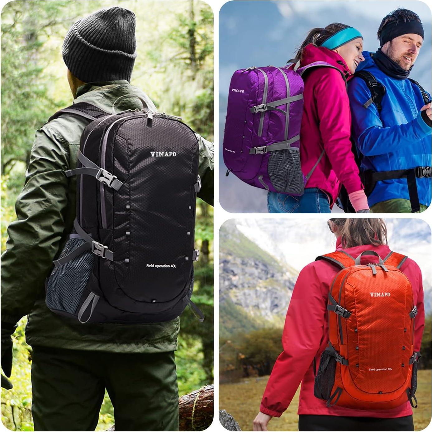 Mochila Plegable 40L Vimapo de Nylon Ripstop Negra