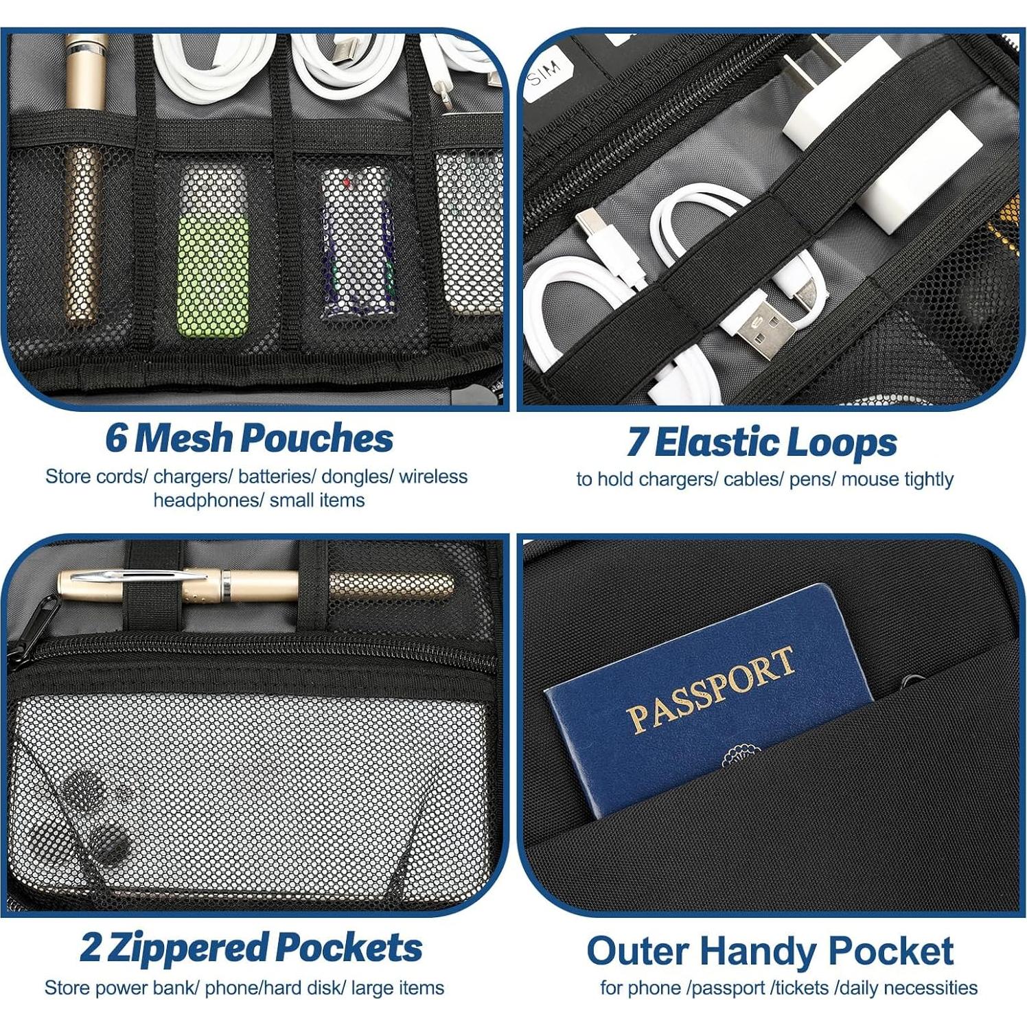 Organizador de Cables de Viaje Castura Negro 26.9x19.3cm