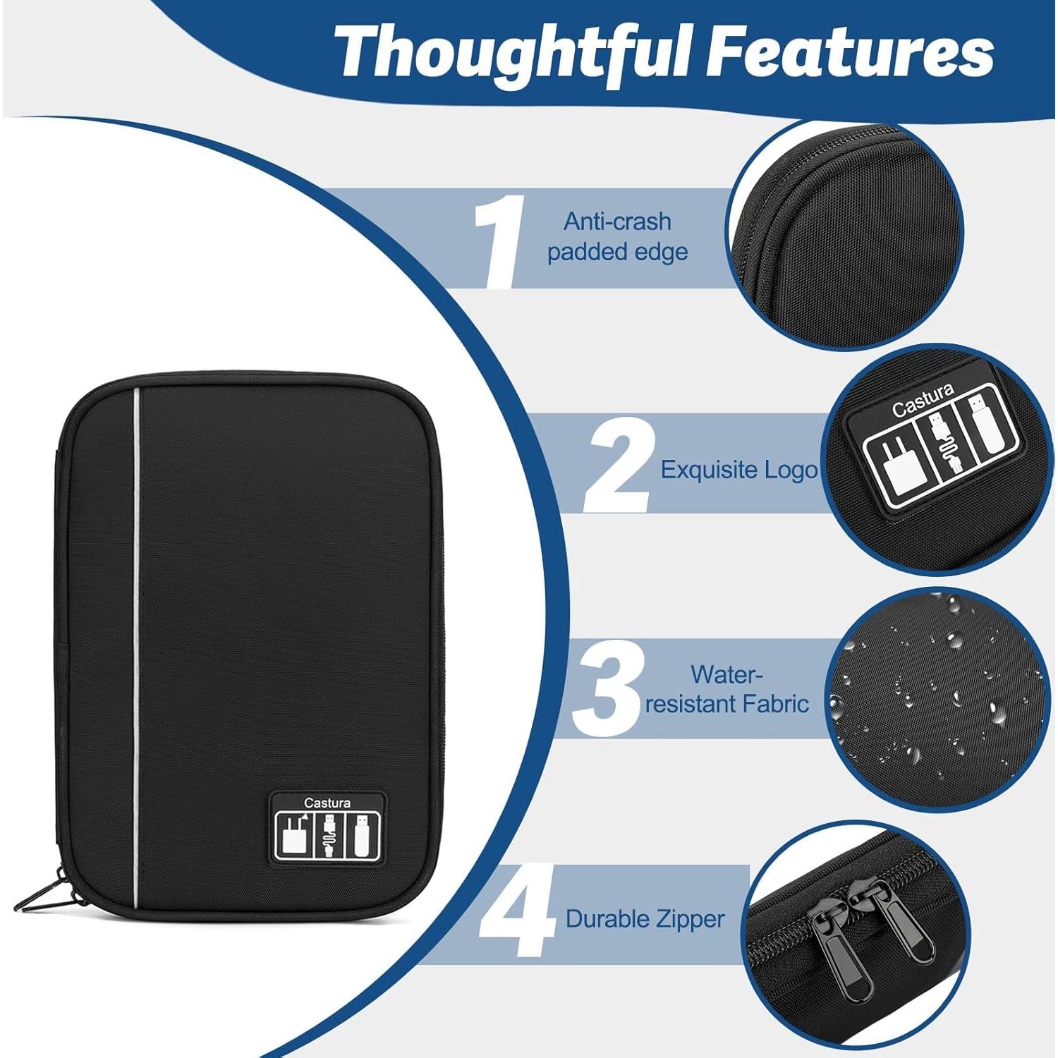 Organizador de Cables de Viaje Castura Negro 26.9x19.3cm