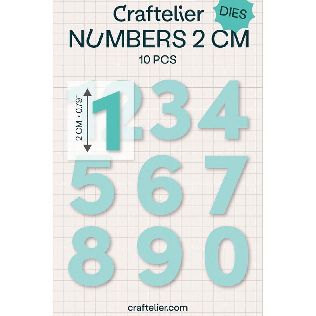 Set de 10 Troqueles Números Craftelier 2 cm para Scrapbooking
