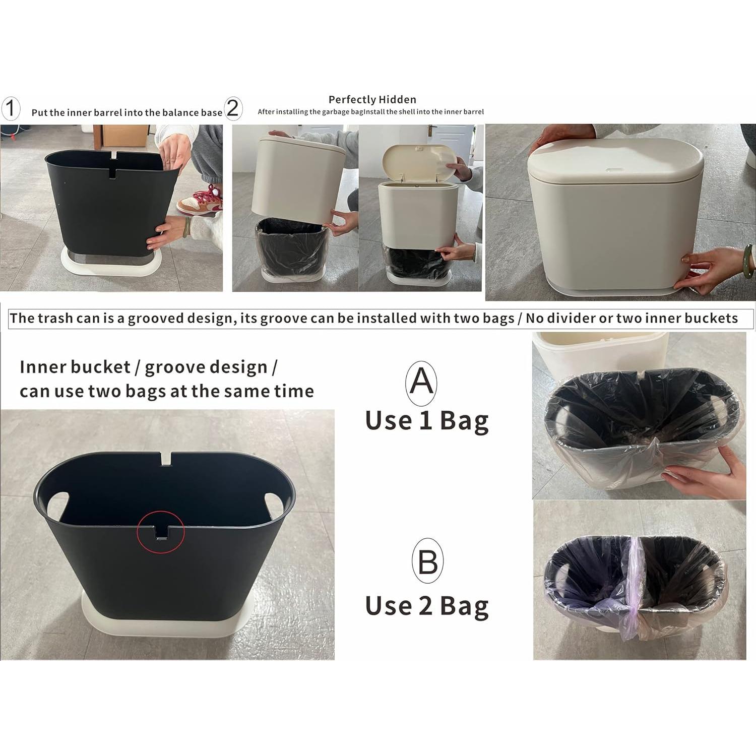 Cubo de Basura Plástico PENGKE 10 Litros Negro con Tapa