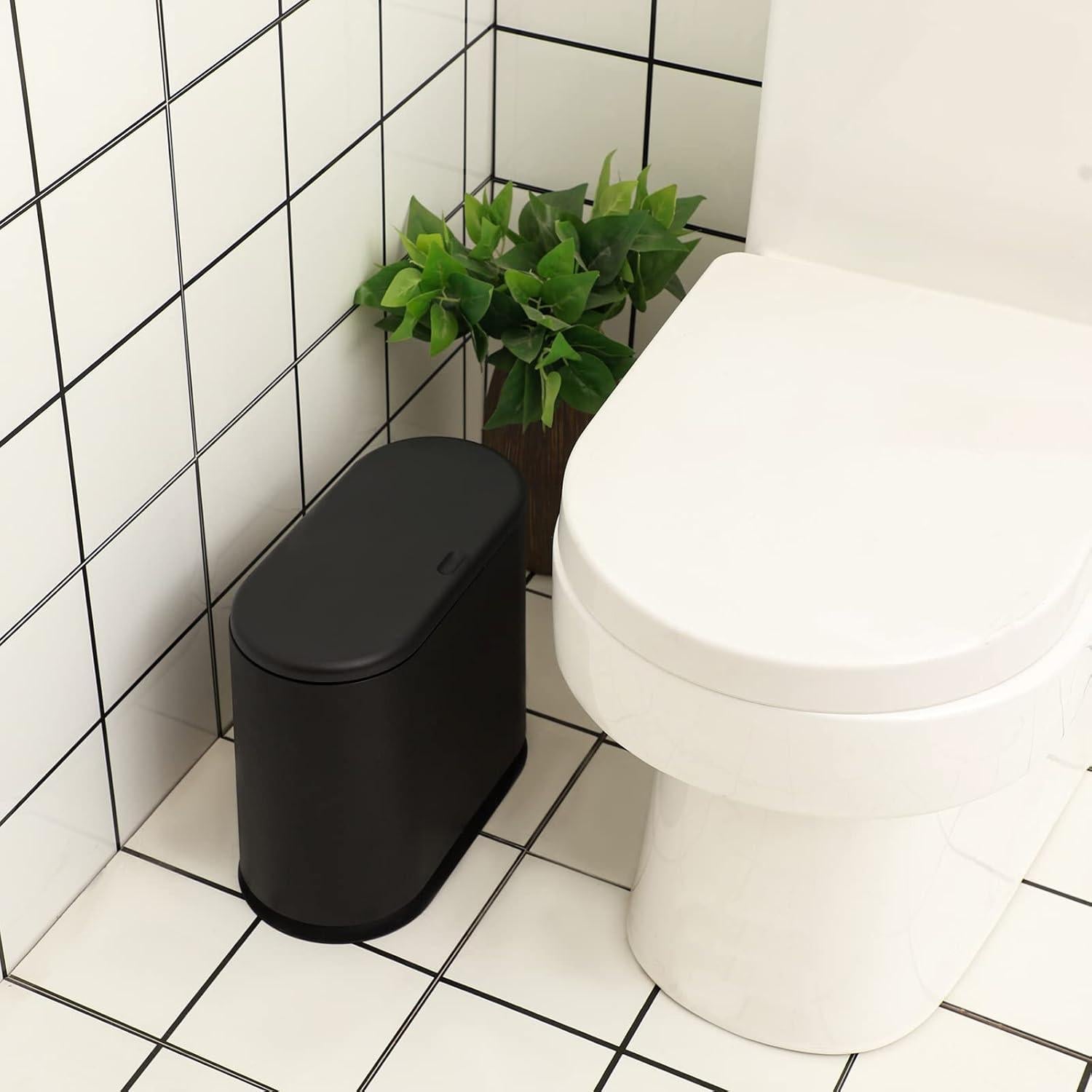 Cubo de Basura Plástico PENGKE 10 Litros Negro con Tapa