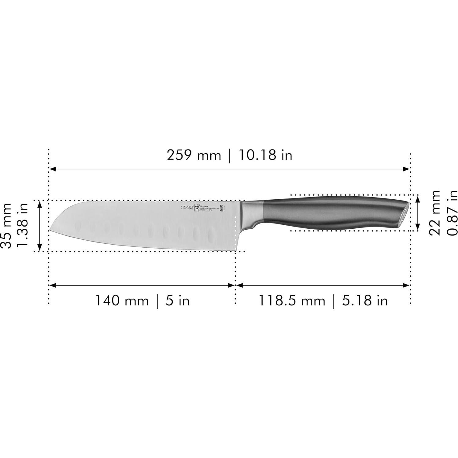 Cuchillo Santoku HENCKELS Graphite 12.7 cm Acero Inoxidable