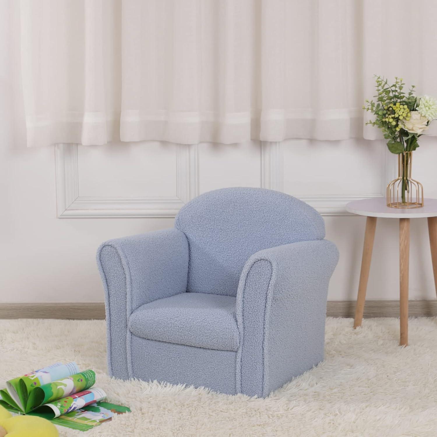 Sofá Infantil AFBKSS&BB Azul con Reposabrazos y Terciopelo