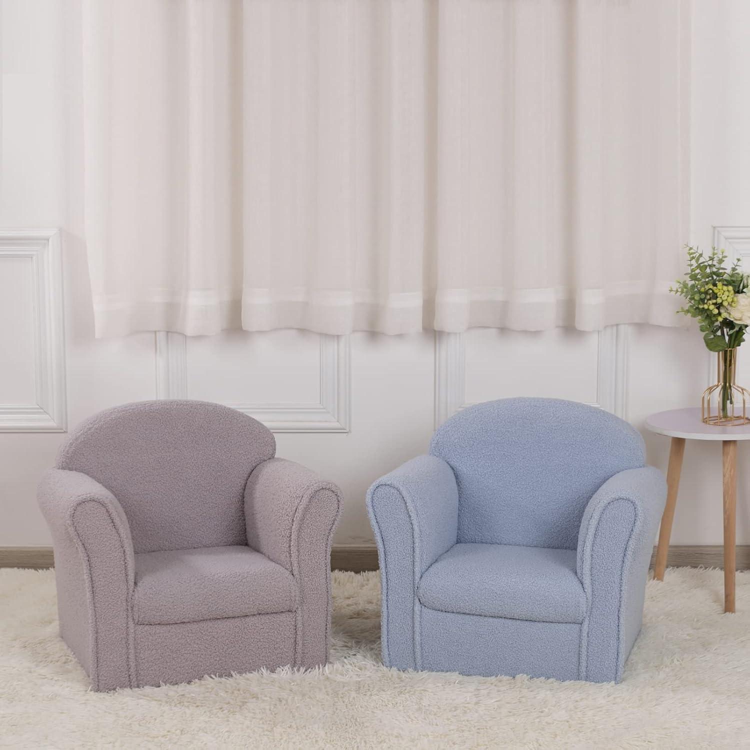 Sofá Infantil AFBKSS&BB Azul con Reposabrazos y Terciopelo