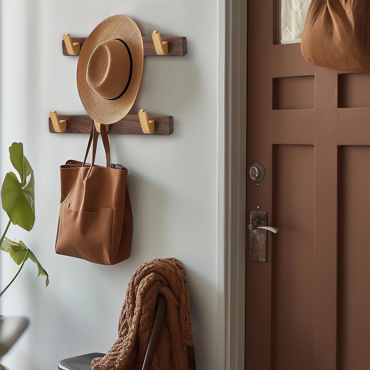 Perchero de Pared SARIHOSY de Madera y Metal 3 Ganchos Rústicos