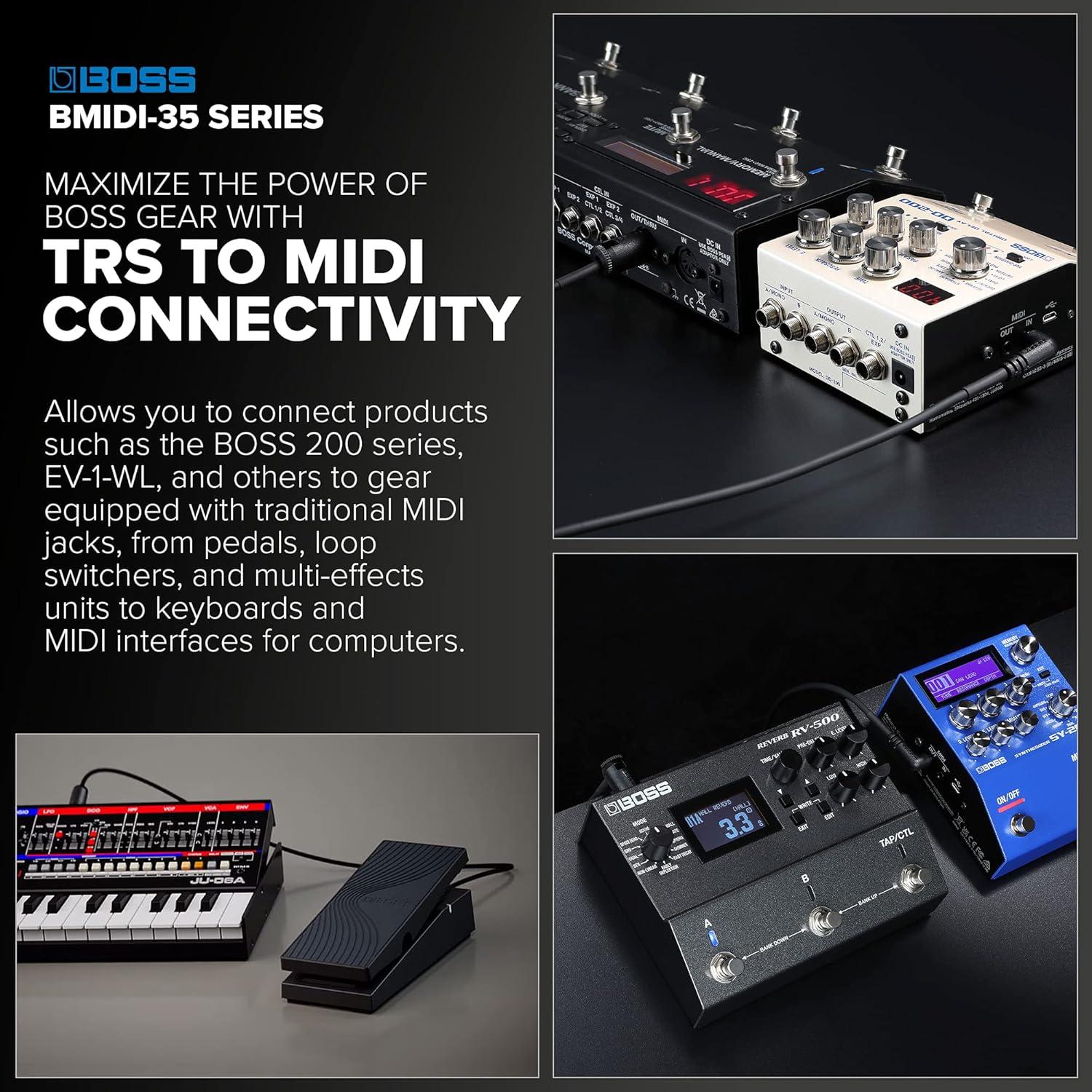 Cable MIDI BOSS BMIDI-1-35 30 cm TRS 3.5 mm a DIN 5 pines