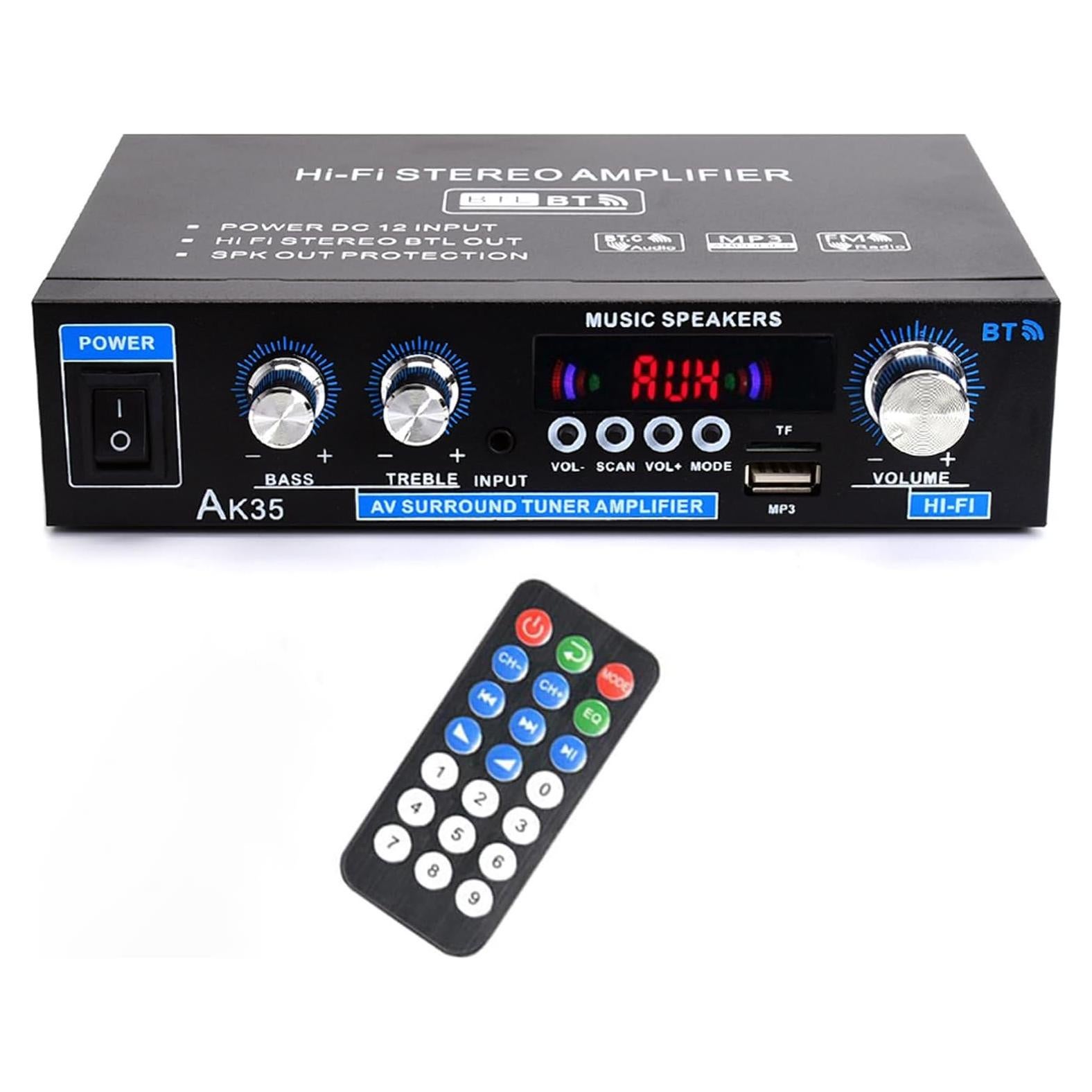 Amplificador Estéreo AK35 Woopker Bluetooth 5.0 200W 2.0 Canal