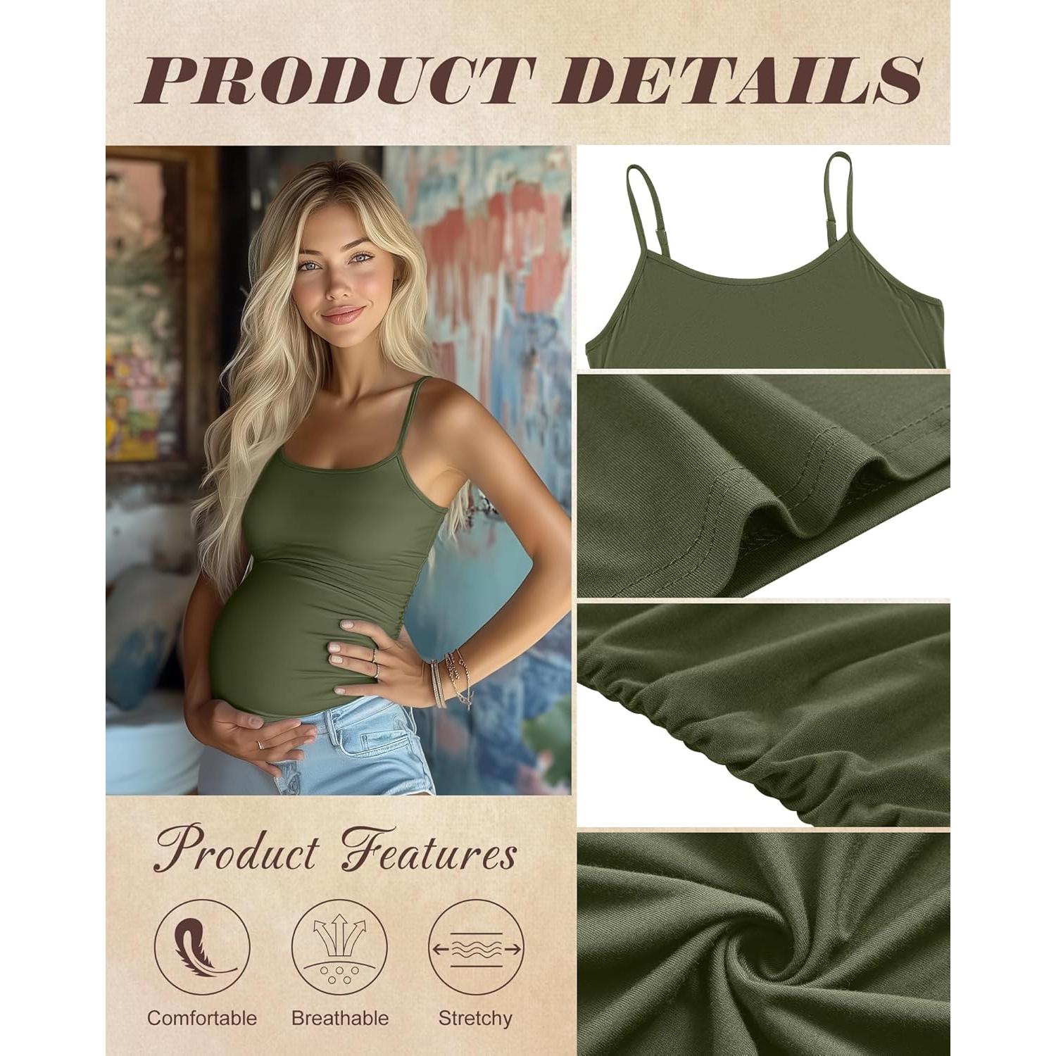 Ficerd 3 Camisetas de Maternidad Algodón Ajustables para Mujeres