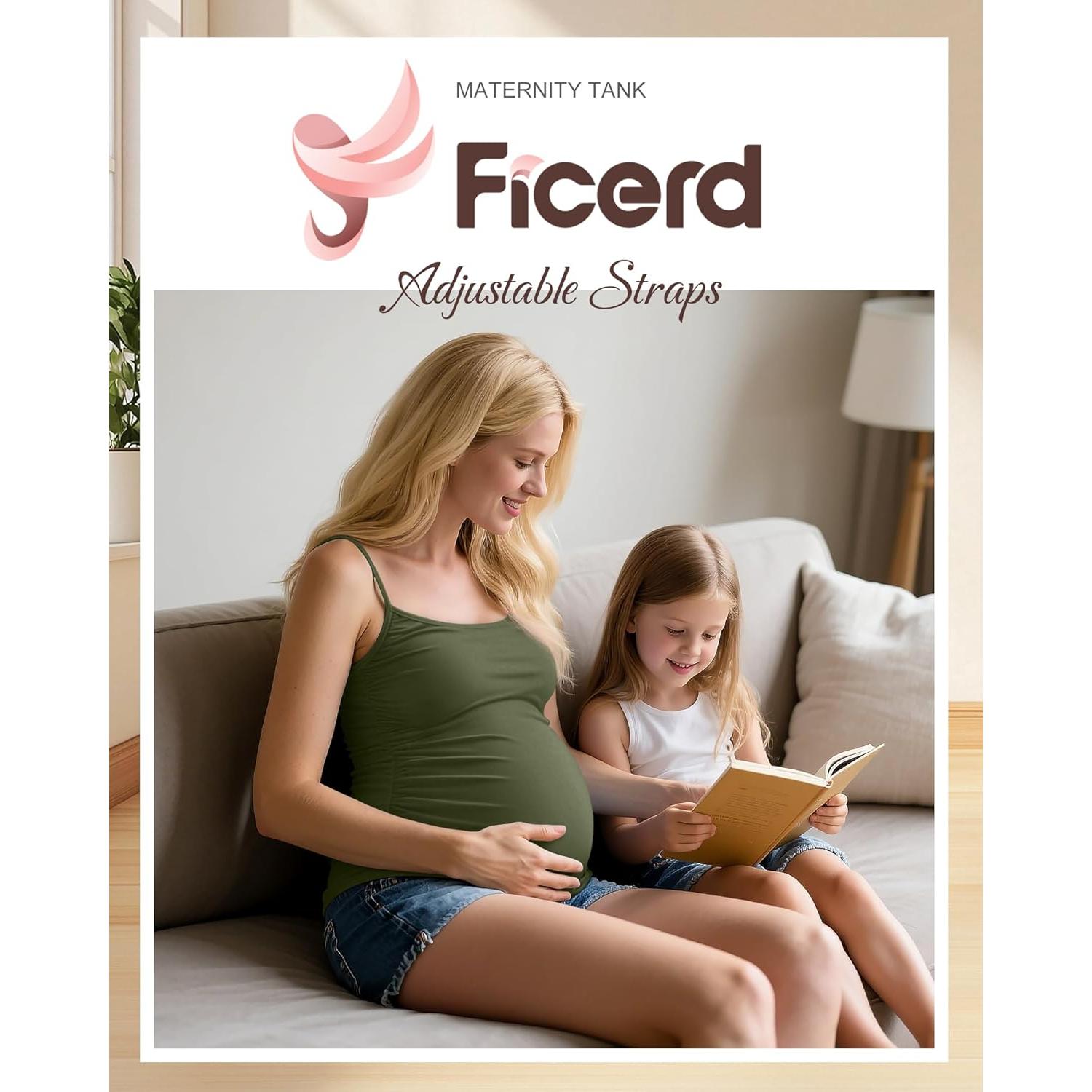 Ficerd 3 Camisetas de Maternidad Algodón Ajustables para Mujeres