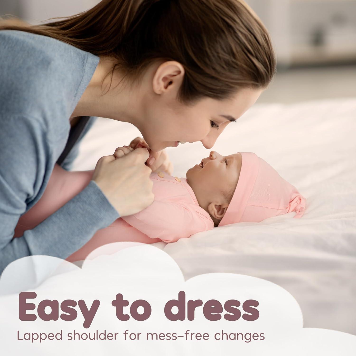 Conjunto Gown Anudado Suave para Recién Nacidos 0-3M Rosa