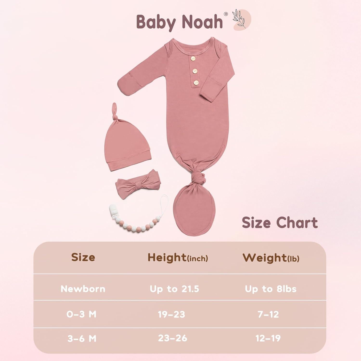 Conjunto Gown Anudado Suave para Recién Nacidos 0-3M Rosa