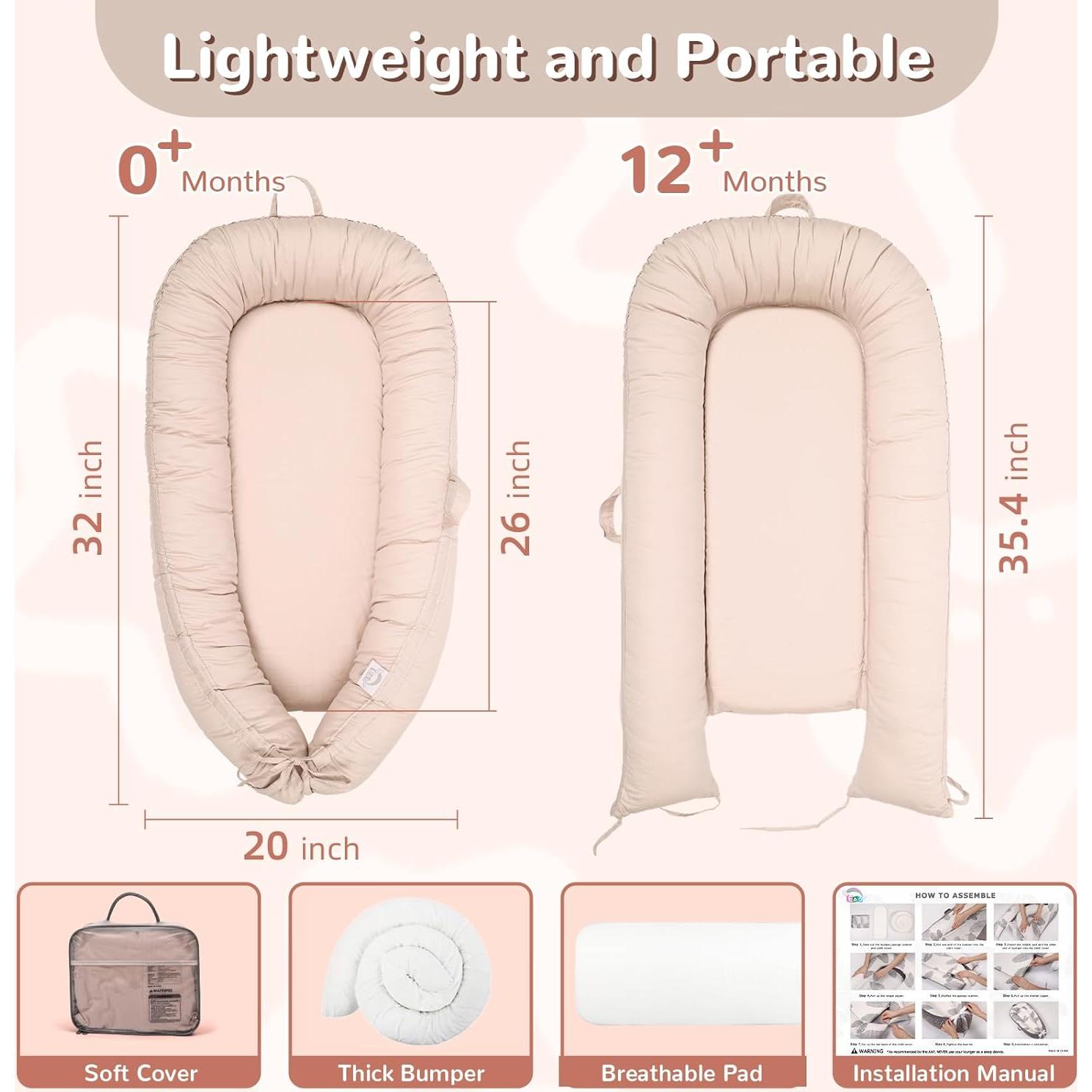 Cuna portátil para bebés EAQ Albaricoque 1.65 kg