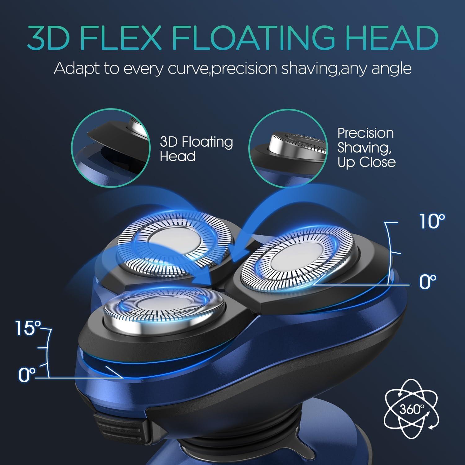 Afeitadora Eléctrica VOYOR TX410 4 en 1 Impermeable Azul